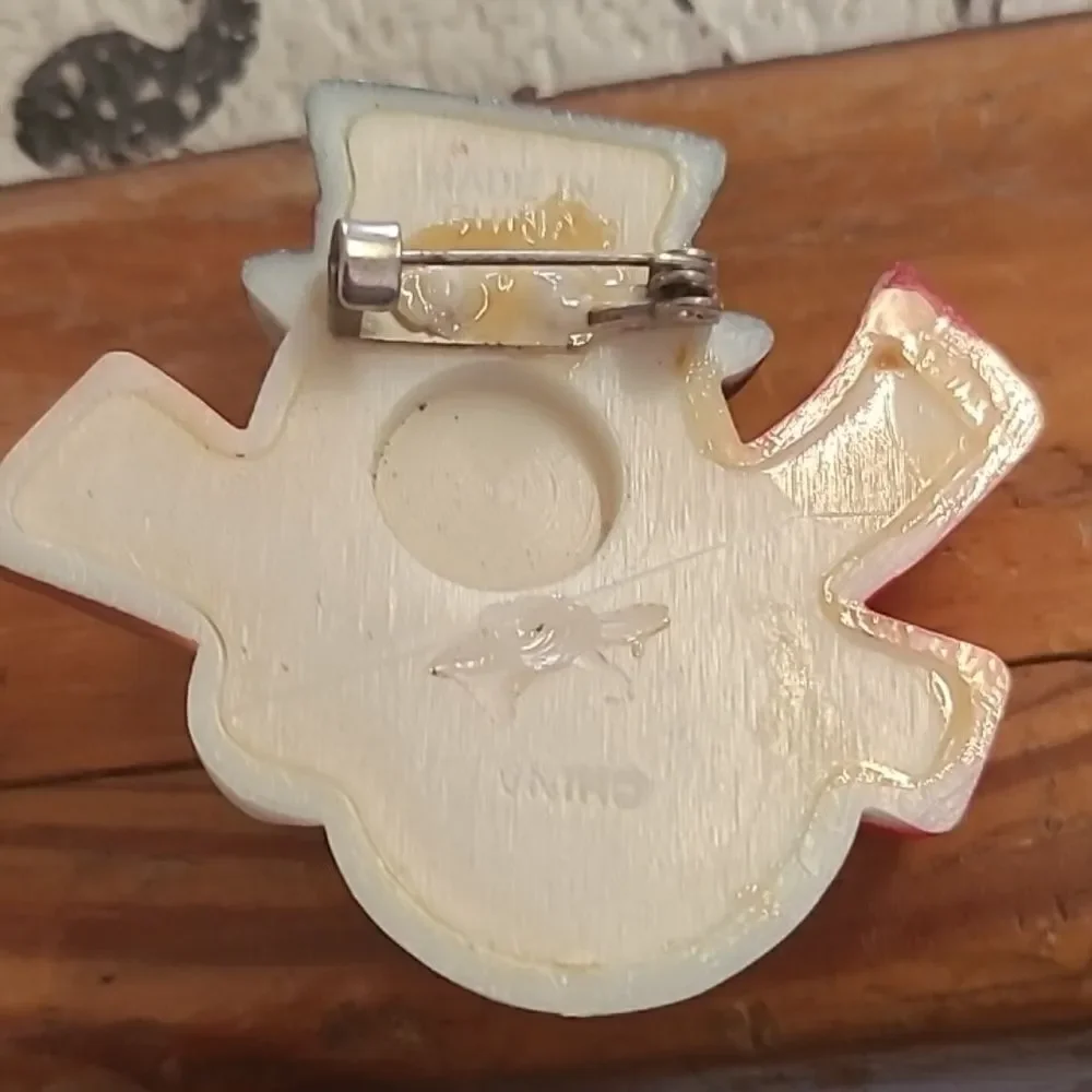 Festive Snowman Brooch with Red Scarf